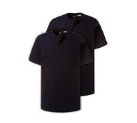 JP 1880 Camiseta Henley de algodón de Manga Corta con Tres Botones para Hombre, Tallas Grandes y Altas, Tallas L-8XL, Paquete de 2 Unidades 708420, Azul Marino, XXXXXL