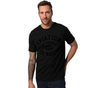 JP 1880 Camiseta Media Manga, Rayas horizontales, Estampado en el Pecho Negro 4XL 836191100-4XL