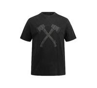 JP 1880 Camiseta, Uniforme, Media Manga, Estampado Doble Hacha, Aspecto Vintage, Estampado en el Pecho, Cuello Redondo Negro XXL 818521100-XXL