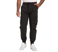 JP 1880 Flexnamic Cargohose mit Vielen Taschen, Moderne Passform Pantalones Cargo Largos, Negro, L para Hombre