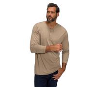JP 1880 Hasta la Talla 8XL, Camiseta de Manga Larga, Henley, Tapeta de Botones, Cuello Redondo, Arena 8XL 702555310-8XL