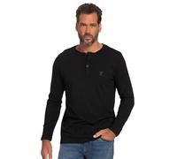 JP 1880 Hasta la Talla 8XL, Camiseta de Manga Larga, Henley, Tapeta de Botones, Cuello Redondo, Negro 2XT 702555130-2XT