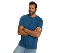 JP 1880 Henley, básico, Solapa de botón, Medias Mangas Camisa, Vaquero Azul, XXL para Hombre