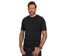 JP 1880 Henley, Bauchfit, Halbarm, Rundhals Camisetas, Schwarz, L para Hombre
