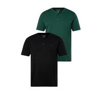 JP 1880 Henleys, Basic, 2er-Pack, Rundhals, Knopfleiste, bis 8 XL Camiseta, Verde Botella, XXXXXXXXL Hombres