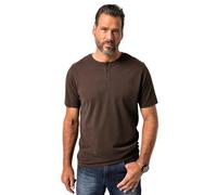 JP 1880 Jp1880 Henley, Basic, Knopfleiste, Halbarm, bis 7 XL Camisa, marrón Oscuro, 7XL Hombres