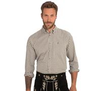 JP 1880 Kariertes Hemd, Traditionelles Kostüm, Langärmelig, Knopfkragen, Moderne Passform bis zu 8 XL, Camiseta 1/1 Hombre, Dunkel Oliv,