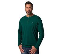 JP 1880 Mens Tallas Grandes Tallas Grandes Menswear L-8XL JP1880 Henley, básico, Camiseta, Manga Larga, Tira de Botones, hasta 8XL 702555, Verde de la Selva, 3XL