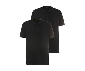 JP 1880 Menswear L-8XL Henleys, básico, 2 Unidades, Cuello Redondo, Tira de Botones, hasta 8 XL 708420, Negro, XXL