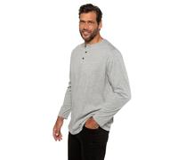 JP 1880 Shirt, Henley, Langarm, Knopfleiste, Bis 8xl, Camiseta para Hombre, Gris (Melange), L