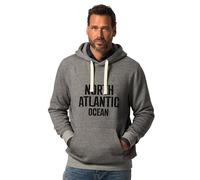 JP 1880 Sudadera con Capucha, Estampado en el Pecho, 1/1, Color Gris Oscuro, 4XL Grandes para Hombre