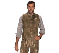 JP 1880 Weste, Ziegen Veloursleder, Tracht, Stehkragen Steppweste, Moos, 52 para Hombre