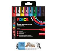 JP-JORPAY PC-5M - Set de Rotuladores Punta Media - 8 Colores Básicos - Tinta Acrílica Permanente para Papel, Madera, Vidrio, Tela, Piedra y Más-Incluye Pasta para Modelar