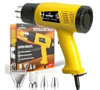 JPCFUSSION® Pistola de Calor 2000W | 2 Niveles de Temperatura 400-600 °C | KIT PREMIUM + 4 Boquillas | Manual en Español | Pistola de Aire Caliente para Madera, Pintura y Plásticos