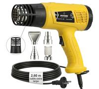 JPCFUSSION® Pistola de Calor 2000W | 2 Niveles de Temperatura 400-600 °C | Pistola de Aire Caliente KIT PREMIUM con Protector Anti-Quemaduras y 4 Boquillas | Manual en Español