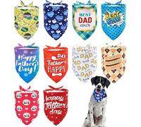 JpGdn 10 bandanas para perro para el día del padre "Best Dad", "Super Dad", "I Love Dad", Happy Father's Day", rosa, azul, amarillo, a cuadros, para niñas, niños, cachorros, pequeños, medianos