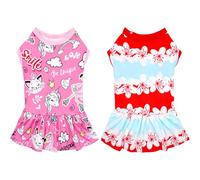 JpGdn 2 vestidos de perro para perros extra pequeños, hembra, cachorros, cachorros, gatitos, faldas de verano, ropa para mascotas, vestido floral de unicornio, traje elástico, talla XS