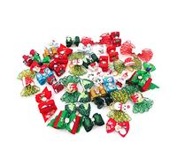 JpGdn 50 lazos para el pelo de Navidad para perros pequeños con árbol de Navidad, Papá Noel muñeco de nieve, diamantes de imitación para perro, gato, conejo, flores medianas para mascotas, bowknot