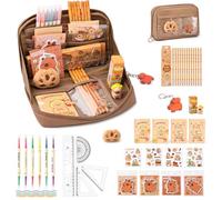 JPGhaha Set de Papelería Capybara con Estuches Grandes Pencil Pegatinas Cuadernos Blocs de Notas Adhesivas Regla y Artículos Capybara Estuche Estético para Oficina Escuela Estudiantes Niña Chico