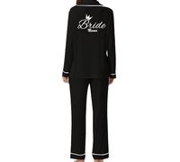 JPHCHSC Personalizado Pijama Botones de 2 Piezas Manga Larga Pijamas Satén de Seda para Mujer, Ropa de Dormir de Compromiso para Fiesta 72