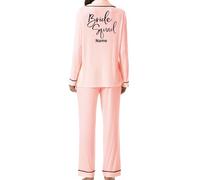 JPHCHSC Personalizado Pijama Botones del Equipo de la Novia, Loungewear de Fiesta de 2 Piezas Manga Larga Pijamas Satén de Seda, Conjunto de Pijama para Novia y Boda 62