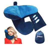 JPillow - Almohada de viaje para aviones, un poco voluminosa, costosa y tarda un par de minutos en dominar, pero apoya tu cabeza y cuello con auténtico lujo, invención británica del año (azul)