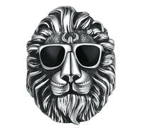 Jpltlvy Anillo de acero de titanio con cabeza de león para hombre, diseño recubierto de resina, retención de color para regalos