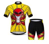 JPOJPO Conjunto de camiseta de ciclismo para hombre, ropa de bicicleta de campo, camiseta de manga corta + pantalones cortos acolchados 5D, secado rápido de verano S-3XL, X-Large