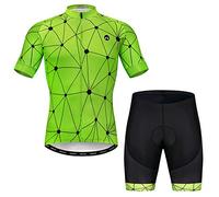 JPOJPO Conjunto de Camiseta de Ciclismo para Hombre, Tops de Bicicleta de Manga Cort Pantalón Corto Acolchado 5D de Verano de Secado Rápido S-3XL, X-Large
