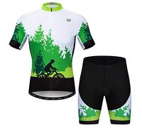 JPOJPO Conjunto de Camiseta de Ciclismo para Hombre, Tops de Bicicleta de Manga Corta + Pantalones Cortos Acolchados 5D de Verano, Rápido Secado S-3XL, Small