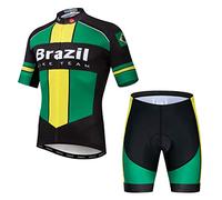 JPOJPO Conjunto de Camiseta de Ciclismo para Hombre, Tops de Bicicleta de Manga Corta + Pantalones Cortos Acolchados 5D de Verano de Secado Rápido S-3XL