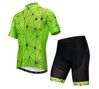 JPOJPO Conjunto de camiseta y pantalones cortos de ciclismo para hombre, ropa de equipo profesional para bicicleta MTB, Red verde, Large