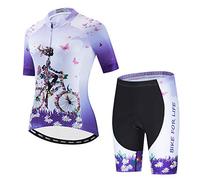 JPOJPO Conjunto de maillot de ciclismo para mujer, manga corta, reflectante, pantalones cortos acolchados 5D, 299, M