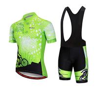 JPOJPO Conjunto de ropa de ciclismo para hombre, camiseta de manga corta + pantalones de ciclismo con almohadilla 3D para sillín MTB, 2 A, L