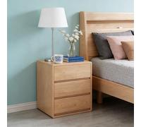 JPQTRYDRIS Mesilla De Noche De Madera Maciza con 3 Cajones De Almacenamiento, Tamaño: 45 × 40 × 45 Cm, Sin Instalación. Mesillas De Noche Dormitorio para Salón, Pasillo O Entrada(Natural Wood)