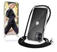 JProtect Handykette für iPhone 12 Mini für Hülle Bumper/iPhone 12 Mini Hülle mit Band zum Umhängen in Schwarz/Kordel Handyhülle für iPhone 12 Mini Band Kette Schnur Case