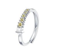 JPSSJGYH Anillo de estrella azul de gradiente de mi hija, anillo abierto de estrella de zirconia espumante, regalo de joyería significativo para las mujeres (Yellow)