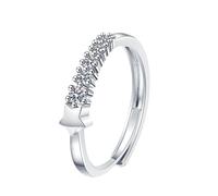 JPSSJGYH Anillo de estrella azul de gradiente de mi hija, anillo abierto de estrella de zirconia espumante, regalo de joyería significativo para las mujeres (White)