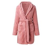 JPSSJGYH Batas Cortas para Mujer, Batas Cortas Y Acogedoras de Felpa, Albornoz de Spa Cálido con Cuello de Chal Suave (Small,pink)
