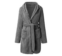 JPSSJGYH Batas Cortas para Mujer, Batas Cortas Y Acogedoras de Felpa, Albornoz de Spa Cálido con Cuello de Chal Suave (Small,gray)