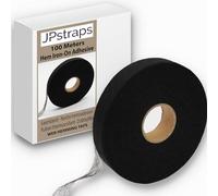 JPstraps - Cinta para Dobladillo (100 Metros x 20mm) Tira Adhesiva de Doble Cara Fliselina Termoadhesiva para Tela, Cortinas, Pantalones, Vaqueros, Orillas, Parches y Uniformes (Negro)