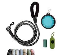 JPWET - Juego de 4 correas de entrenamiento para perros, correas de 1,8 m con mango acolchado suave, gancho reflectante resistente, cuenco de viaje plegable y bolsas para excrementos a prueba de fugas