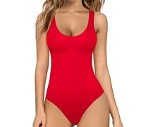 JPXJGT Fajas Reductoras Body Moldeador Mujer Shapewear Reductoras Control de Abdomen Bodysuit lnvisible Posparto (Color:Red,Size:M)