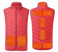 JPXJGT Hombre Chaleco calefactable 9 Elementos de Calefacción Fibra Carbono S-8XL(Color:Red,Size:5XL)