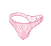 JPXJGT Hombre Jockstrap Suspensorio Tanga Encaje Gay Hollow Slip Transparente S-4XL(Pink,4XL)