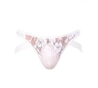 JPXJGT Jockstrap Hombres String Tanga Sexy Lencería Encaje Gay (Size:s,Color:Blanco)