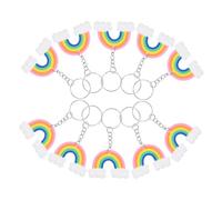 JPXXFM 10pcs Rainbow Keychain Bacets Colgante de mano Rainbow Party Favores Carabiner Charabs Trendy Mochila Pom Pom Keychain Squishy Keychain Women Sklivets Girelets Key Hoop