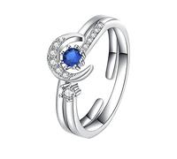 JPXXFM 1pc Silver Star Moon Ring Design Open Romantic Open para mujeres Aniversarios de cumpleaños de accesorios para el dedo de moda y ocasiones especiales delicado anillo de apilamiento