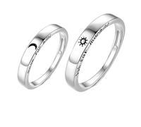 JPXXFM 2 piezas Star Moonstone Letter Ring Parejas Anillo de joyería decorativa de los dedos para el aniversario de compromiso