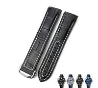 JPXXFM 20mm 22mm Leather Cowhide Rubber Watchbands Fit for 600 GMT Orange Watch Strap